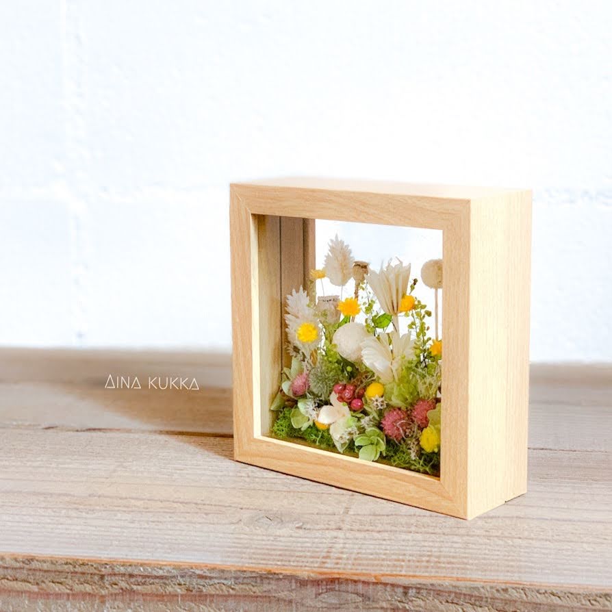 [ガラスフレームアレンジ]ナチュラルガーデン/プリザーブド×ドライフラワー